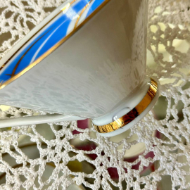 Чайное трио Fortuna Eisenberg Germany. Фарфор, деколь, позолота. Винтаж. Дефект. Картинка 10